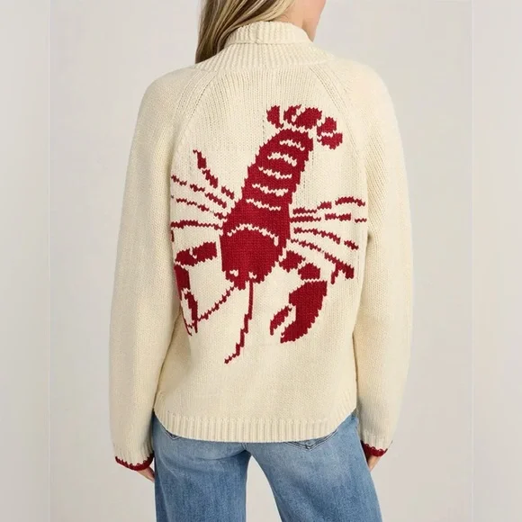 Lobster Design Cream Sweater-nwot - Picture 3 of 4
